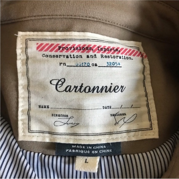 Anthropologie Cartonnier Button Down Pea Jacket Short Tan Size Large - Picture 7 of 7